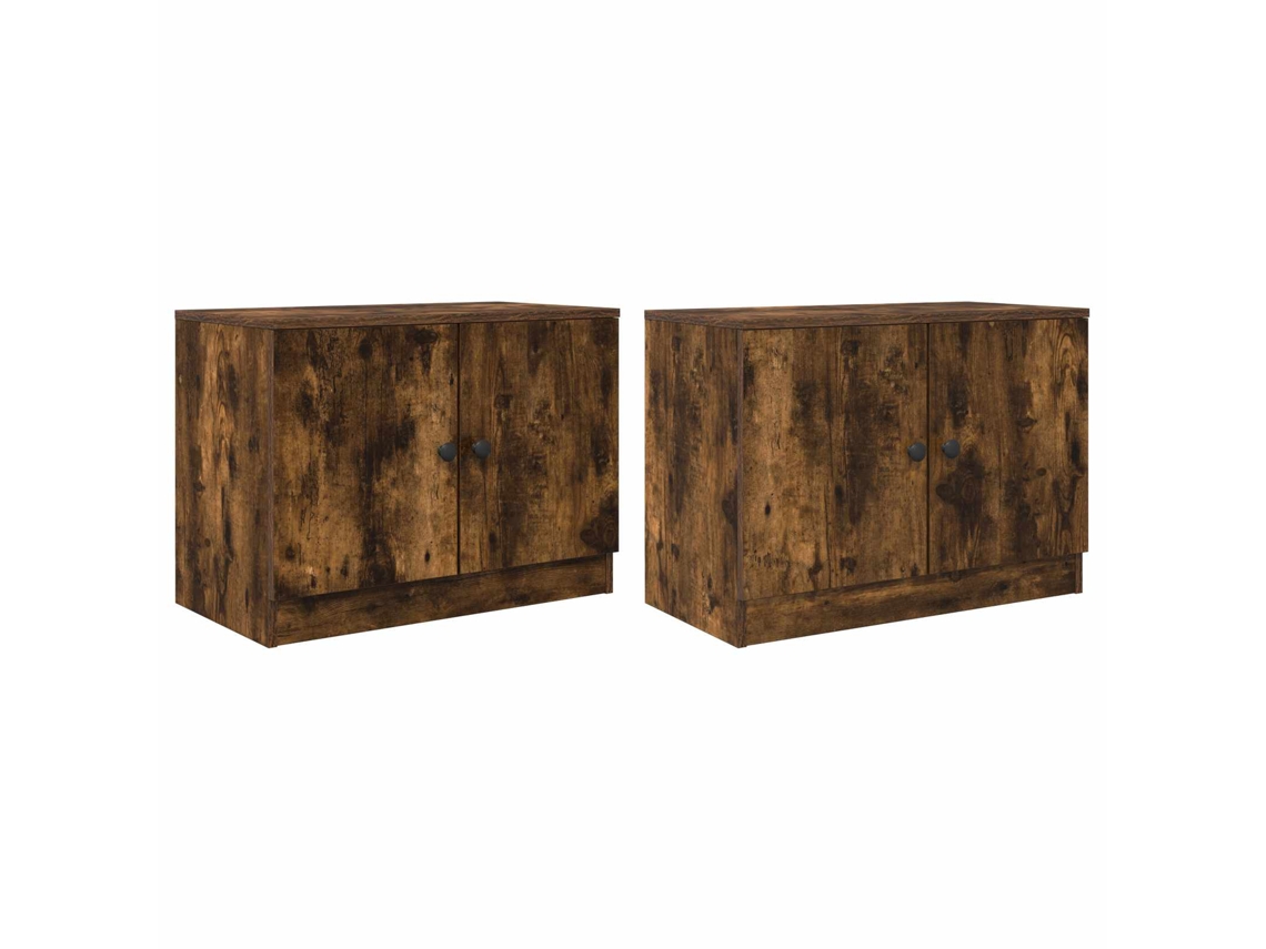 Maison Exclusive - Mueble Cama Con Puerta 2 Pcs Roble Ahumado 66 X 35 X 48 Cm