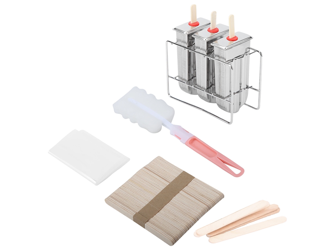 3 moldes para helado y paletas de acero inoxidable 304 con cabeza redonda, color como en la imagen.