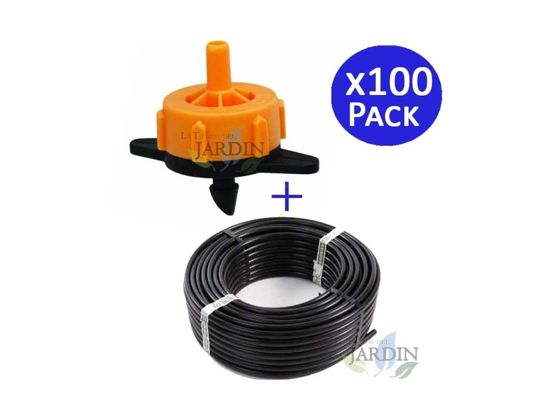 Tuberia De Riego Por Goteo 16mm 100 Metros 100 Goteros Autocompensantes 2 Litros Desmontables | Sistema De Goteo Suinga