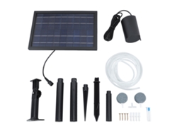 Bomba De Aire Solar De 10 V Y 8 W Para Pequeños Estanques Y Acuarios Con Flujo Ajustable, Ip64, 2400 Mah.