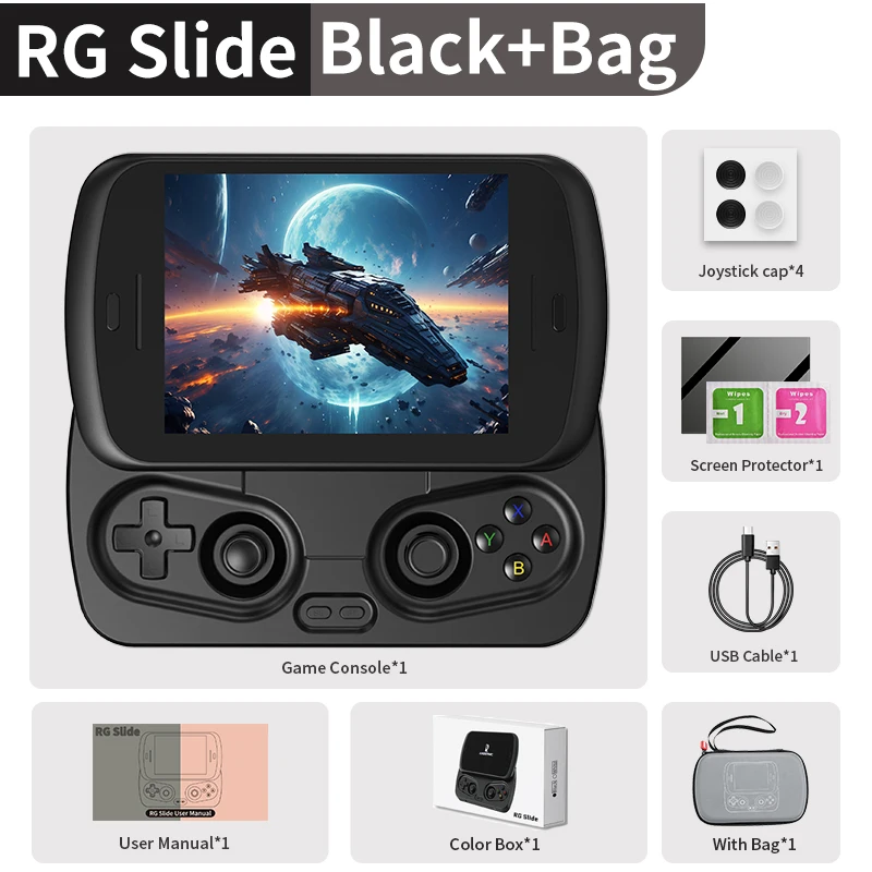 256 Gb (8k Juegos) negro Con Bolsa Consola De Juegos Rg Slide Pantalla Ltps In-cell De 4,7" Compatible Con Wifi Fota 1080p-dp