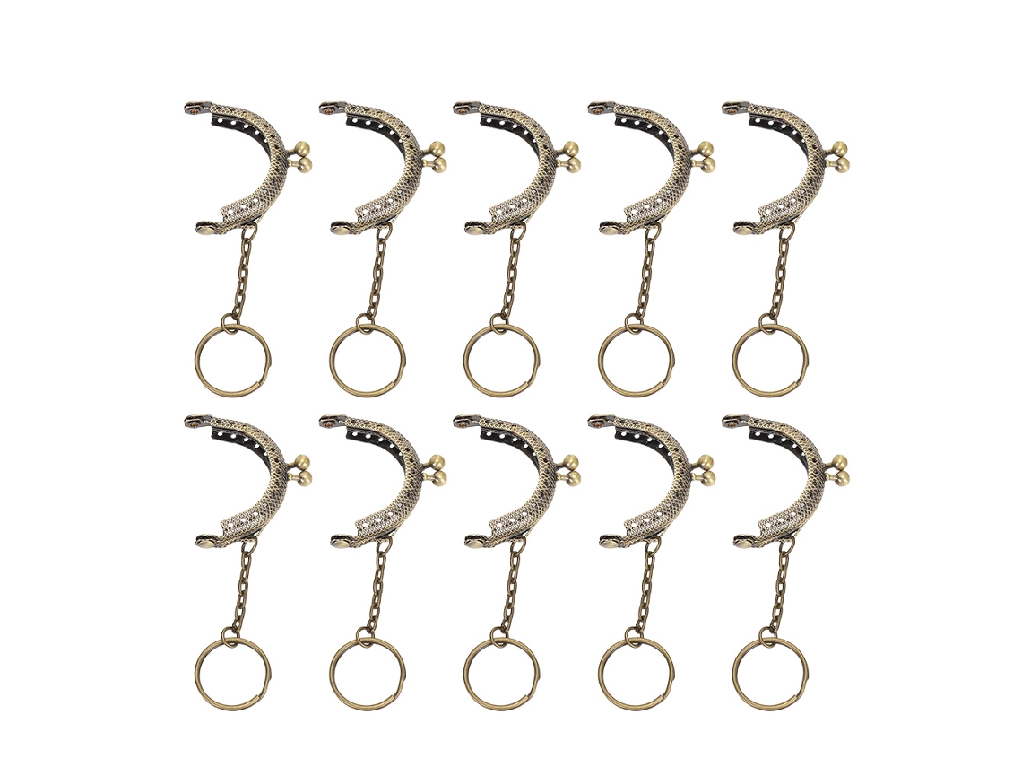 10 Marcos Metálicos Para Bolsos Con Cierre De Broche Retro De Bronce, Semicirculares, 5 Cm.