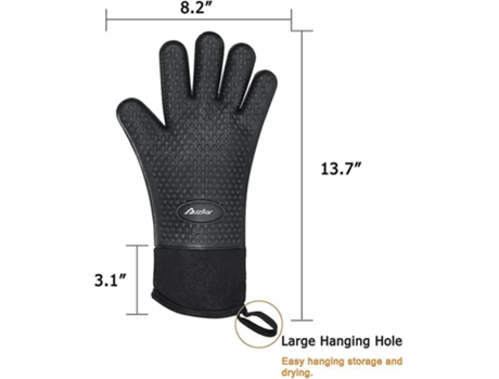 Guantes de cocción de silicona, guantes de parrilla, guantes de horno de silicona de cocina barbacoa, largo