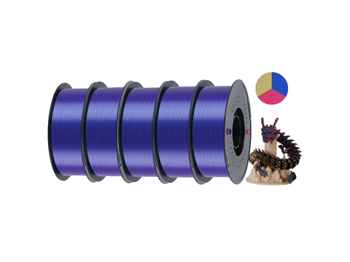 Filamento de impresión 3D, acabado seda, alta precisión, OEM dorado, rojo y azul