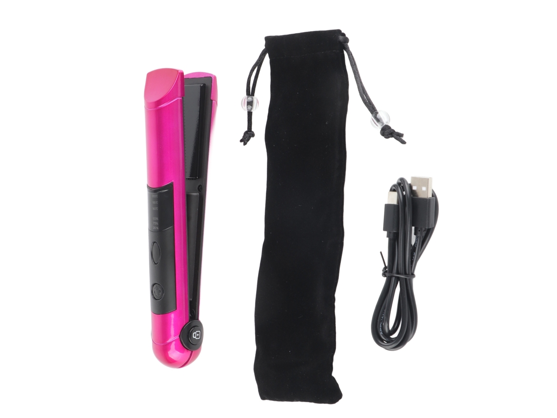 Plancha Y Rizador De Cabello Mini Multifuncional Recargable Por Usb (rojo Rosa)