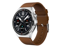 Reloj inteligente con correa de cuero de 1,3 pulgadas, IP68, resistente al agua, correa de cuero marrón, Ly Ebike
