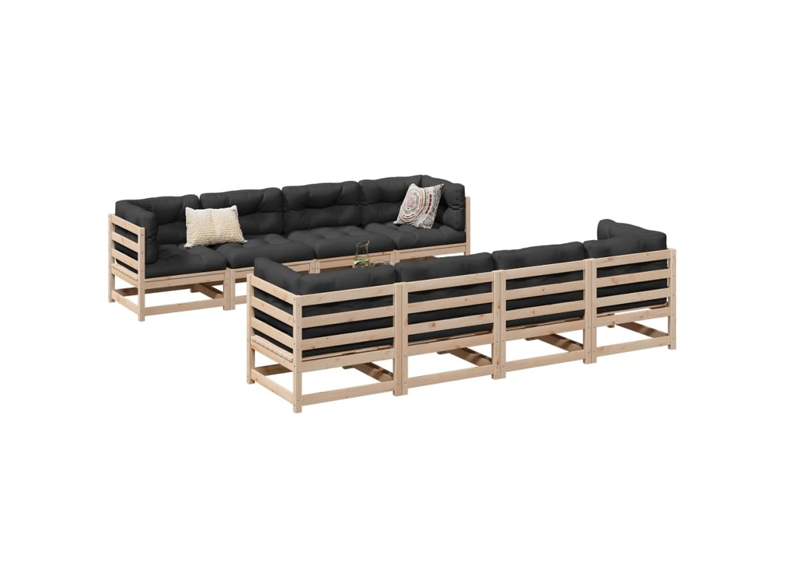 Conjunto de sofás de jardín de madera maciza de pino Dkd Home Decor