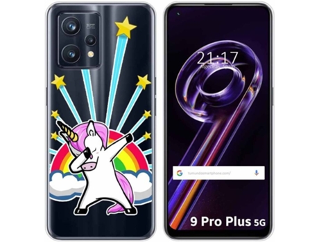 Carcasa para Realme 9 Pro Plus 5G TUMUNDOSMARTPHONE Dibujos Transparente Unicornio Multicolor