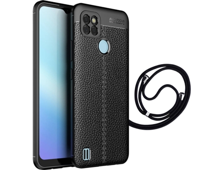 Funda Realme C21Y Rugged Leather con Cordon Negro