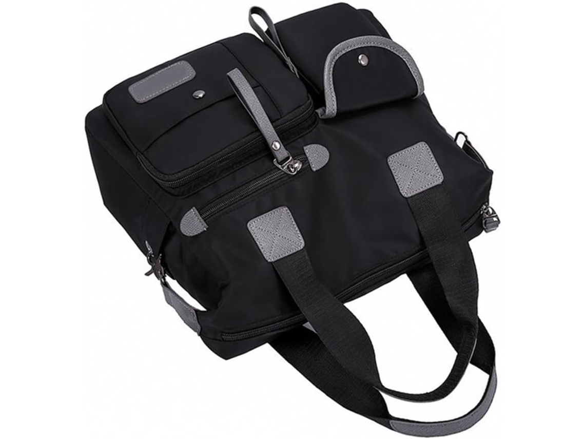 Bolsa De Nylon Preta Com Grande Capacidade De Armazenamento, Bolsa De Ombro Para Mulheres E Mães Em Viagens.