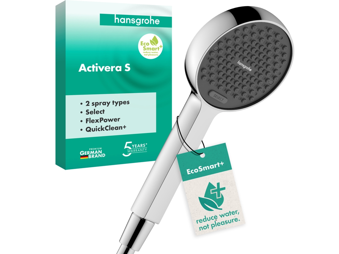 Ducha de mano Hansgrohe Activera Select S 95, 2 modos de ducha, Ecosmart+, 28034000, Color: Cromo