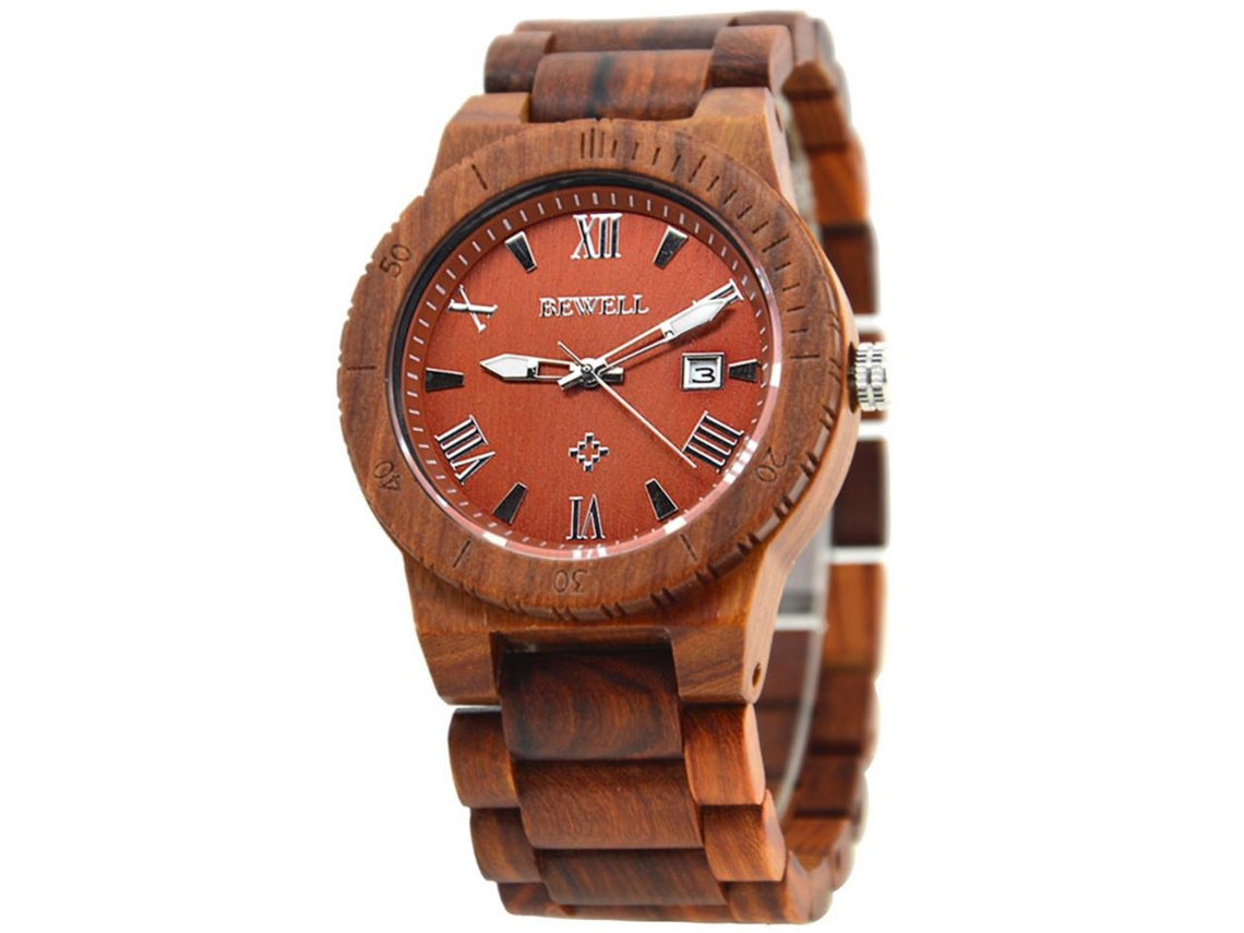 Reloj De Sándalo Con Esfera Redonda Movimiento De Cuarzo Analógico Pulsera