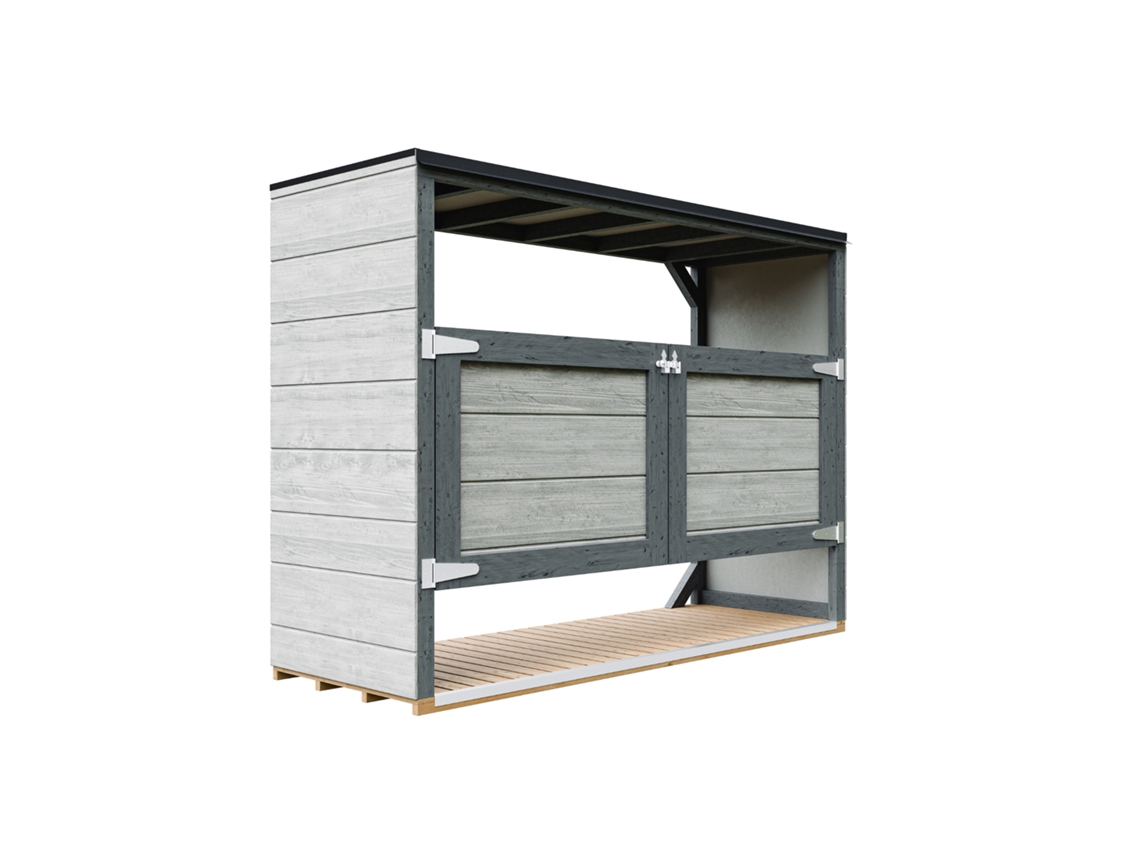 Caseta Jardin Exterior – Cobertizo Jardin Exterior Para Cubos Basura 3x240l Con Puertas, Caseta De Madera Para Almacenaje Timbela M982a-tundra Cavern