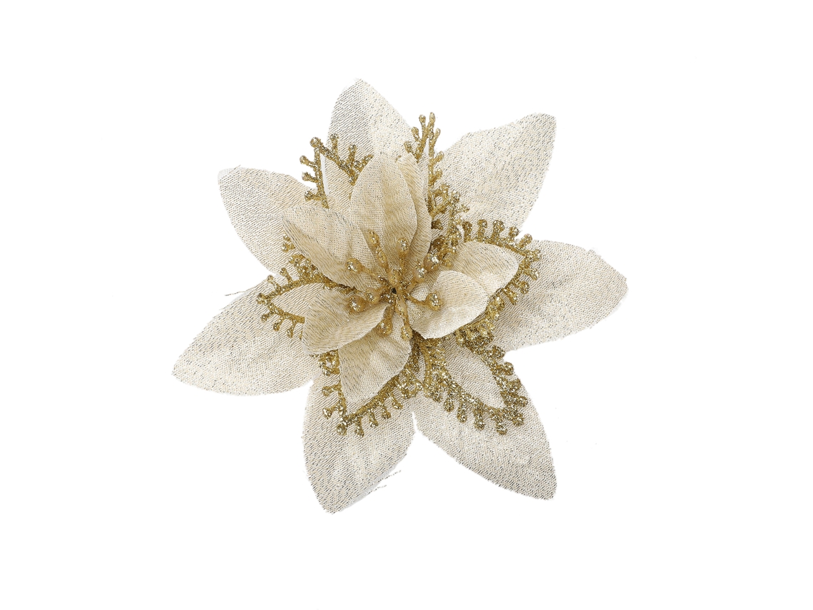 Adornos para el árbol de Navidad con tela, cebollas y flores doradas