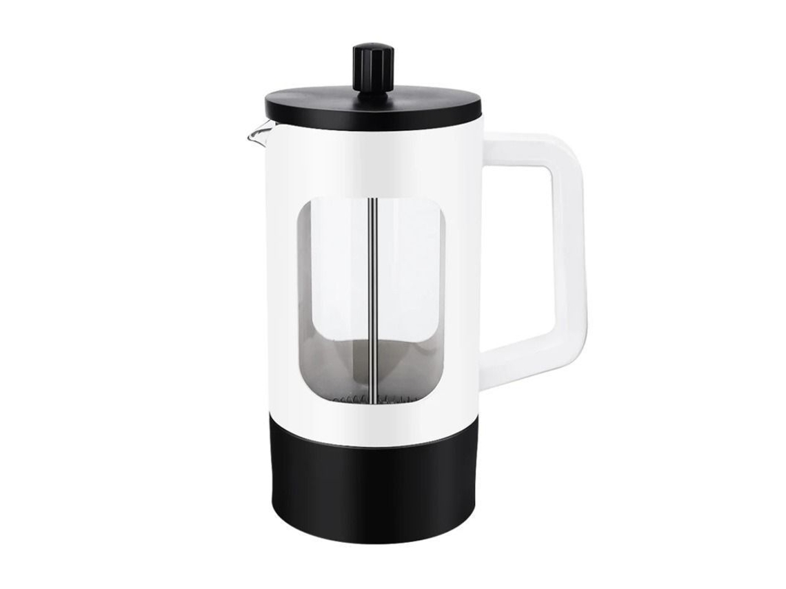 Cafetera de filtro de émbolo de vidrio (blanca y negra - 350 ml) Spqment
