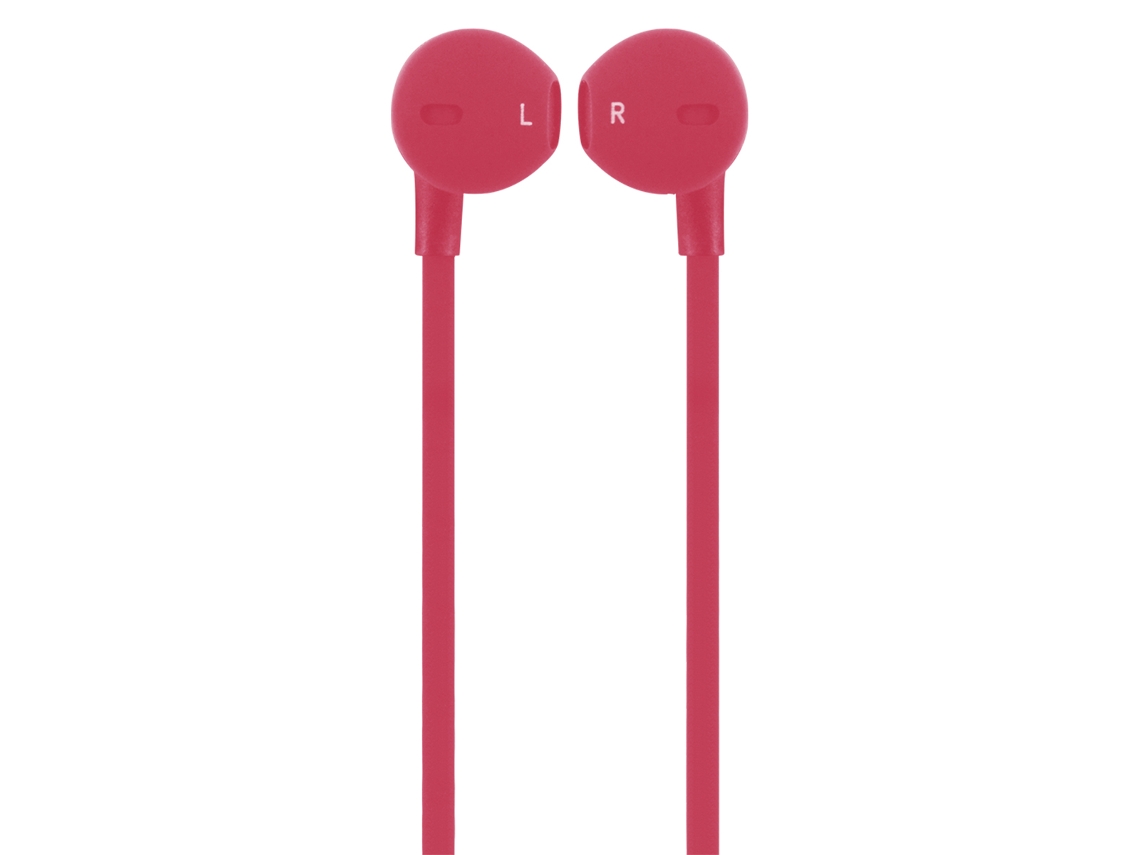 Auriculares con cable plano y conector de 3,5 mm con micrófono y 3 botones rosa Bigben