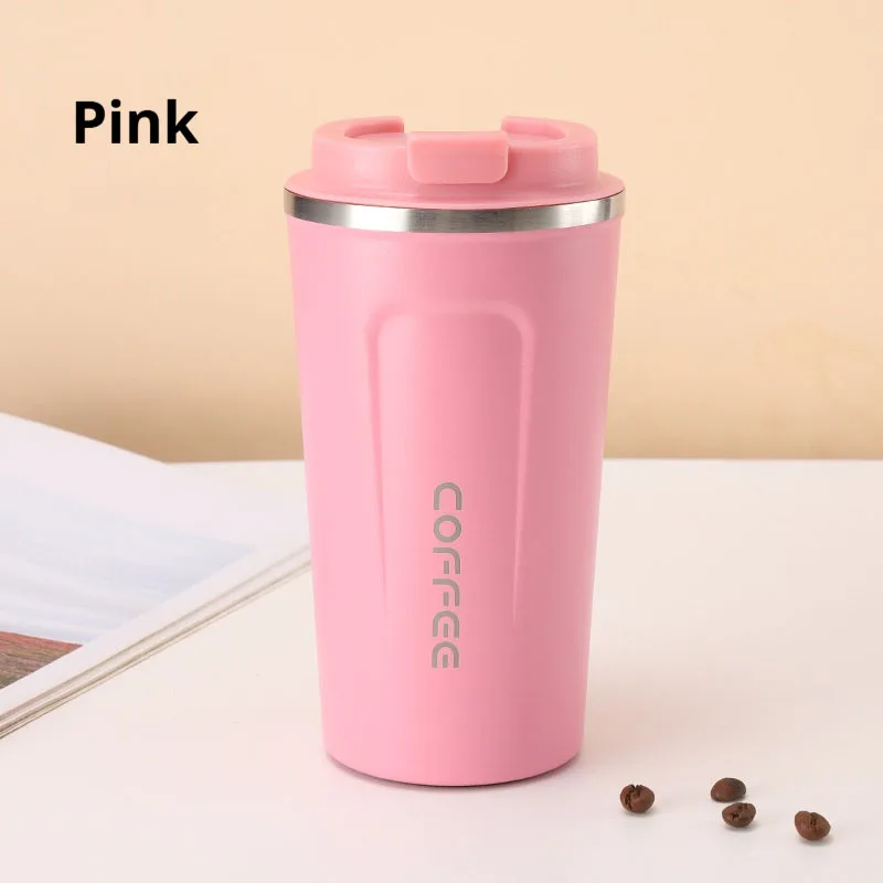 Caneca Térmica/garrafa Para Carro (rosa, 380ml), Para Água Quente E Fria, Em Aço Inoxidável.