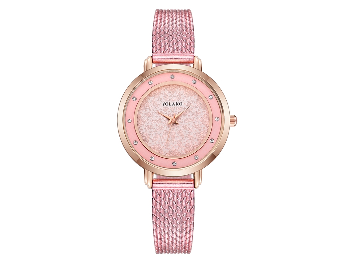 Reloj De Pulsera De Cuarzo Informal Para Mujer Yolako, Esfera Redonda, Correa De Plástico Rosa.