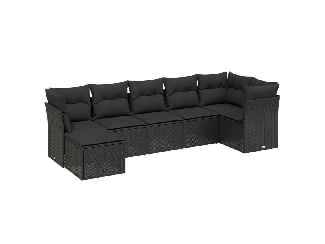 Maison Exclusive - Set De Comedor De Jardín 7 Pzas Y Cojines Ratán Sintético Negro