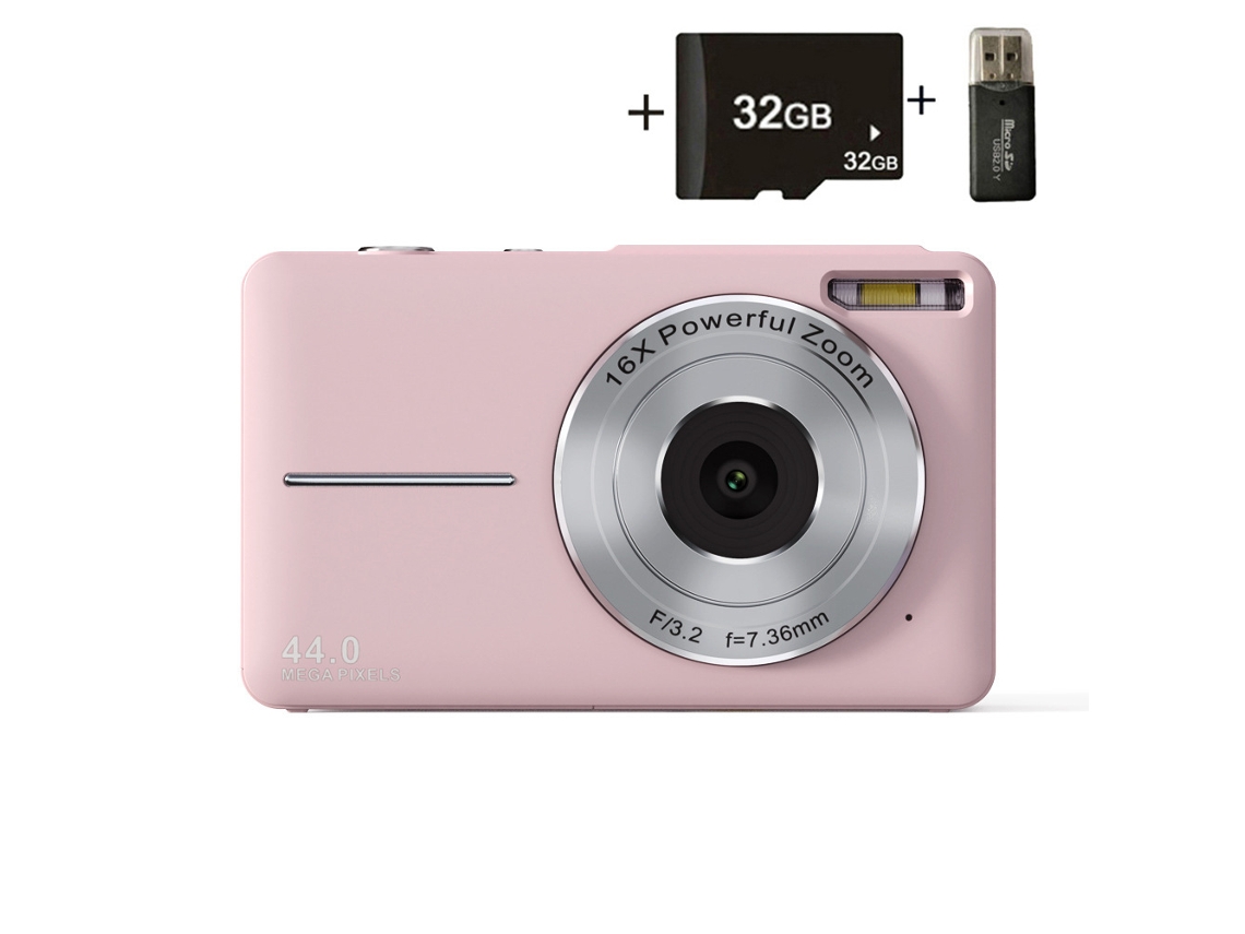 Cámara Digital Compacta Dc403 Cámara Ccd De Nivel Básico 44mp Zoom 16x Pantalla De 2.4 Pulgadas 32gb Rosa Gertiz