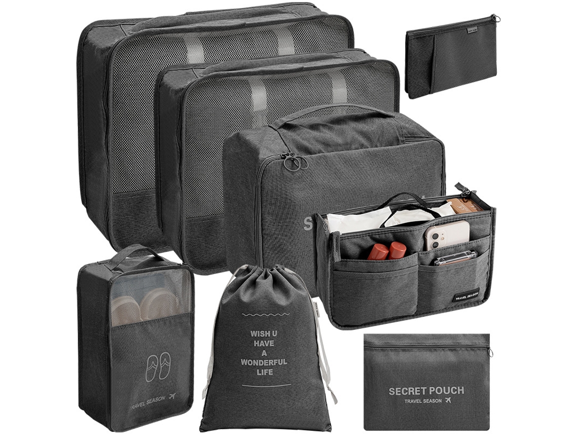 Juego de 8 bolsas organizadoras de equipaje EIFSON (negro)
