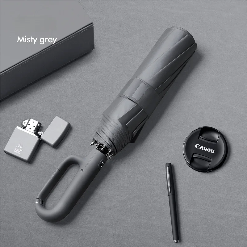 Paraguas Plegable Automático Para Hombre De 20 Varillas (gris Brumoso) Con Diseño De Hebilla, Tamaño Extragrande, Paraguas Doble Para Mujer.