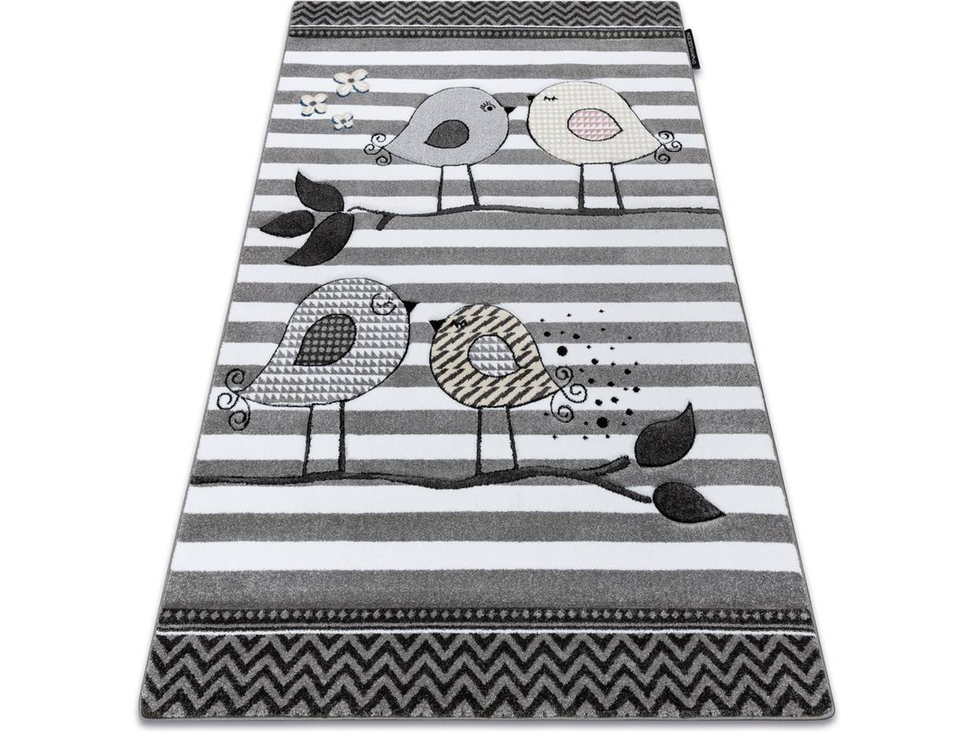 Alfombra DYWANY LUSZCZOW Petit Birds (Gris - 140 x 190 cm - Polipropileno)