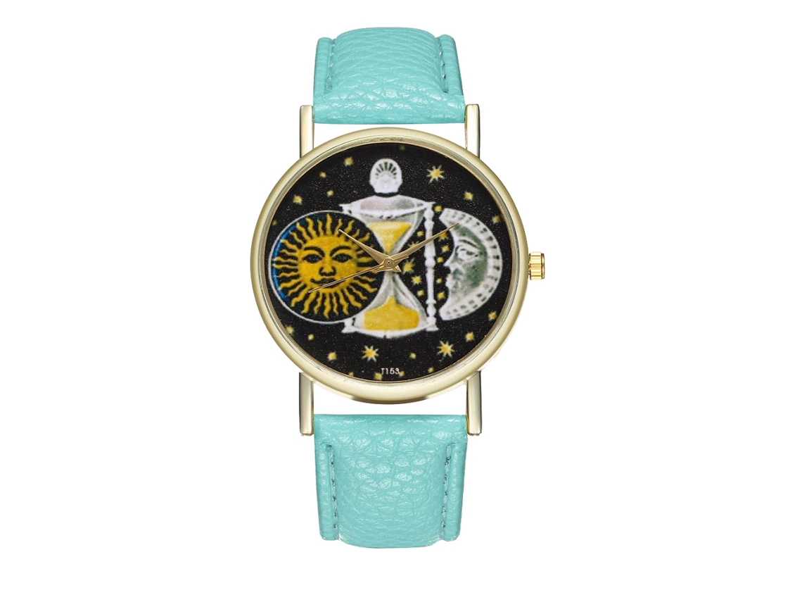 Reloj De Pulsera Unisex De Cuero Con Movimiento De Cuarzo (verde Menta)