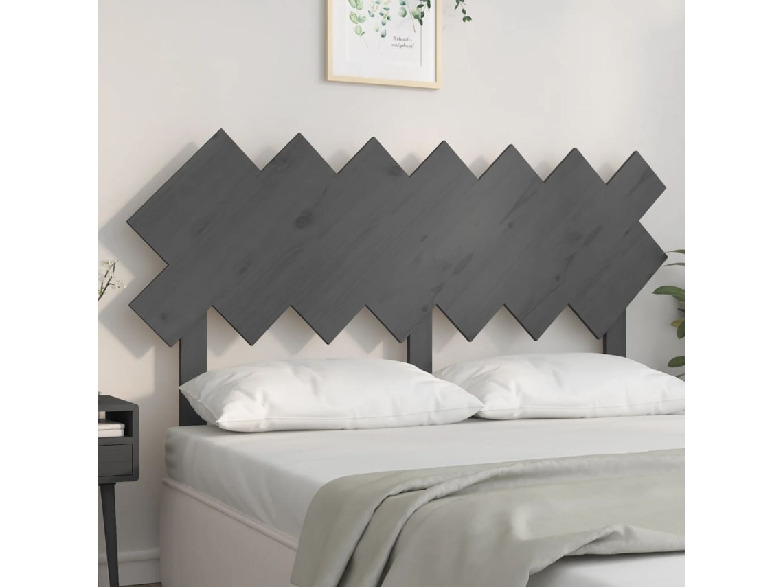 Cabecero De Cama Madera Maciza De Pino Gris 151,5x3x81 Cm