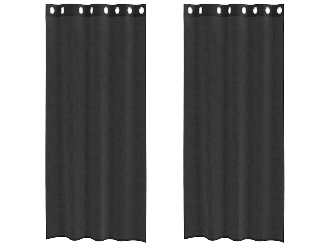 Maison Exclusive - Cortinas De Gasa Con Ojales 2 Uds Negro140x245 Cm