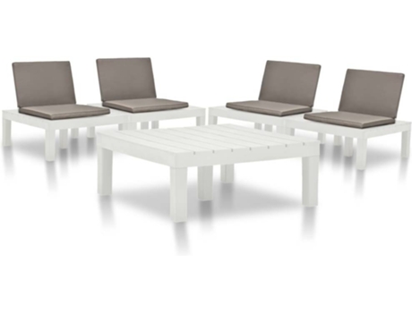 Conjunto 5 de muebles de jardín VIDAXL plástico blanco