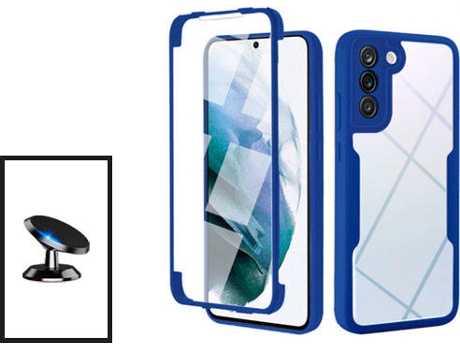 Kit Carcasa 360° Protección Frente y Verso + Soporte Magnético Samsung Galaxy S21 FE 5G GIFT4ME Azul Oscuro
