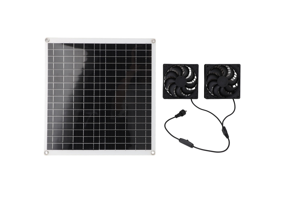 Ventilador Portátil Con Panel Solar De 20 W Y 12 V Para Una Circulación De Aire Eficiente Y Sostenible En Exteriores.