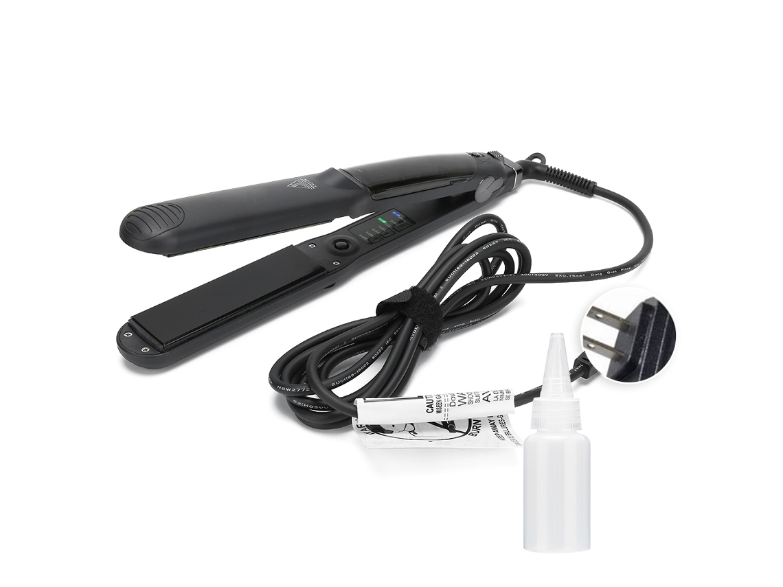 Plancha De Pelo Eléctrica Con Vapor Y Calefacción Ptc Cerámica Nanométrica Negro 110-240v Plug Us