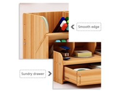 Organizador De Mesa De Madeira Com 12 Compartimentos E Gaveta, Porta-lápis Multifuncional Para Escritório E Casa