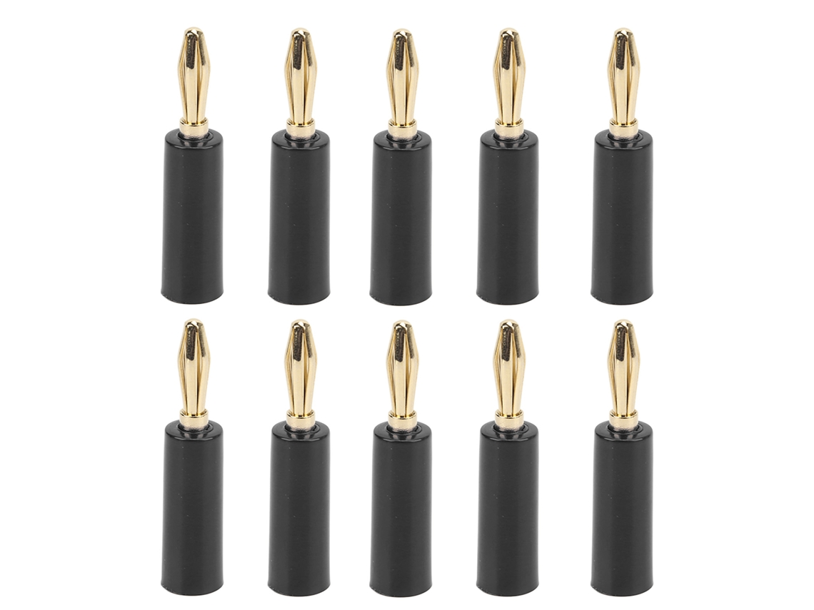 10pcs Conectores De Plugs Banana 4mm Sin Soldadura De 6 Láminas Para Equipo Electrónico Industrial Negro