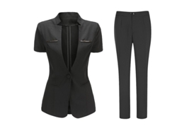 Conjunto de ropa femenina Mystdiy 2026 con blazer de manga corta y pantalones.
