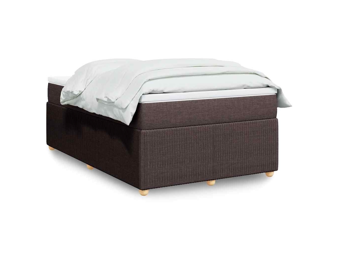 Cama Box Spring Con Colchón Tela Marrón Oscuro 120x190 Cm