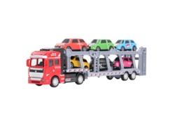 Dan26-camión Transportador De Coches Con 6 Coches Pequeños Para Niños, Juguete Interactivo Desmontable Retroceso Rojo