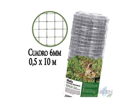 Malla Metálica 0,5 X 10 M Cuadros 6 Mm Valla Galvanizada De Alambre SUINGA