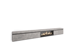 Mueble TV, Televisión, 368x35x45, Chimenea eléctrica XXL, Cemento SKRAUT HOME