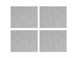 Taburete rectangular, 4 piezas, plateado, 50 x 40 cm, aluminio, EXCLUSIVO DE LA CASA