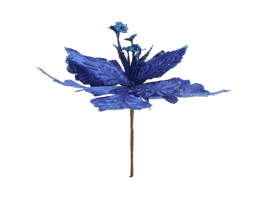 Flor de Navidad Terciopelo Azul