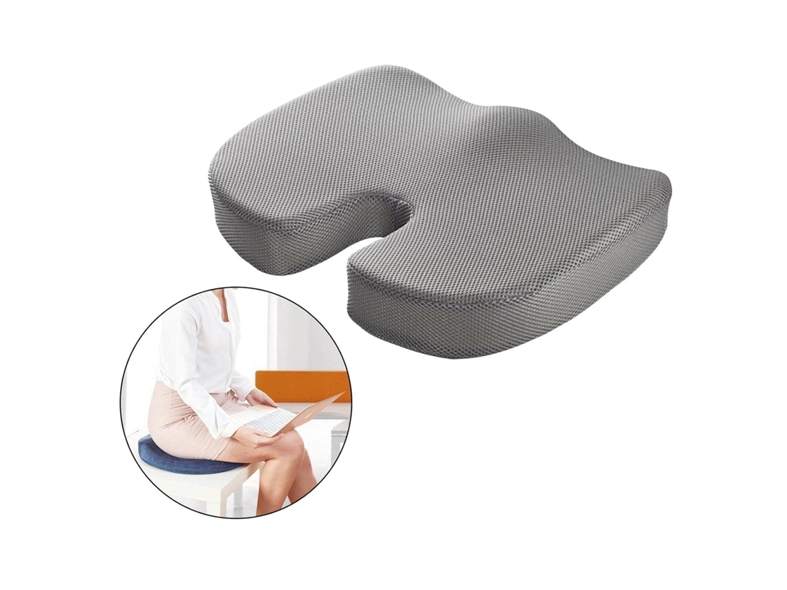 Cojín De Espuma Viscoelástica Transpirable Para Silla De Oficina, Alivia El Dolor De Coxis, Gris Gertiz