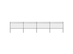 Valla de jardín con punta de lanza, 6,8 x 1 m, acero negro, DKD HOME DECOR