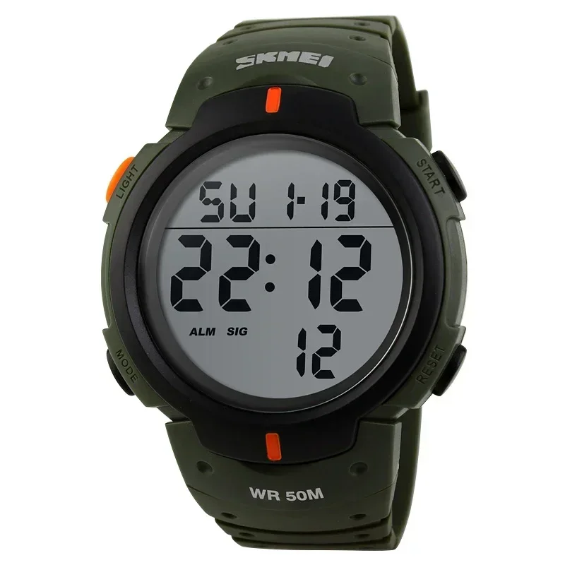 Reloj Deportivo Para Exteriores (verde Militar) Con Función De Calendario, Resistencia Al Agua De 5 Bares Y Pantalla Digital.