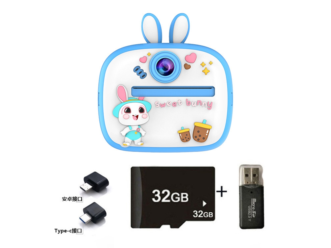 Siurn Hd 1080p Cámara Instantánea Conejo Azul32glector De Tarjetasotg