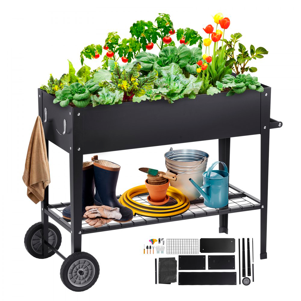 Jardinera metálica, arriate y jardinera con ruedas y accesorios Tekmaquinas