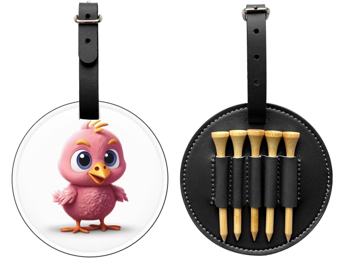 Bolsa Para Tees De Golf Pink Chick Negro Material Pu Impermeable, Resistente Al Desgaste Clip Cinturón, Hebill