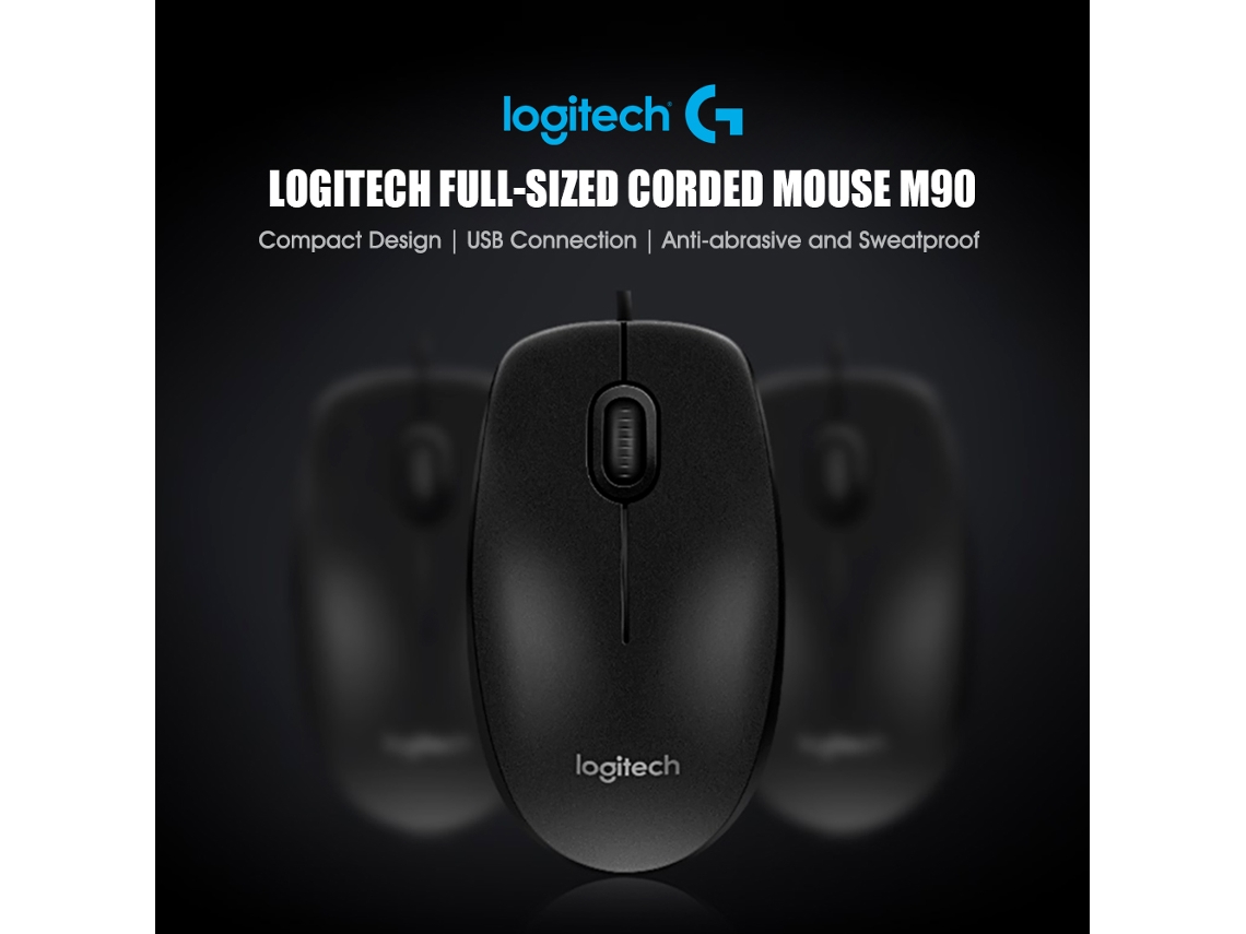 Ratón Con Cable Logitech M90 Con Seguimiento Óptico, 1000 Ppp Y Diseño De Tamaño Completo Para Pc Y Portátiles.